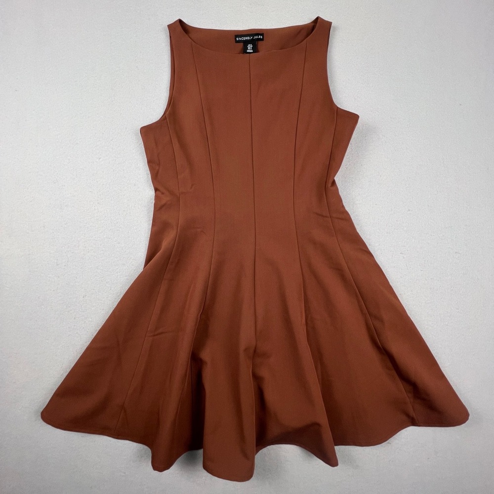 Sincerely Jules Fit and Flare Dress Womens Small Rust‎ Brown Sleeveless Skater